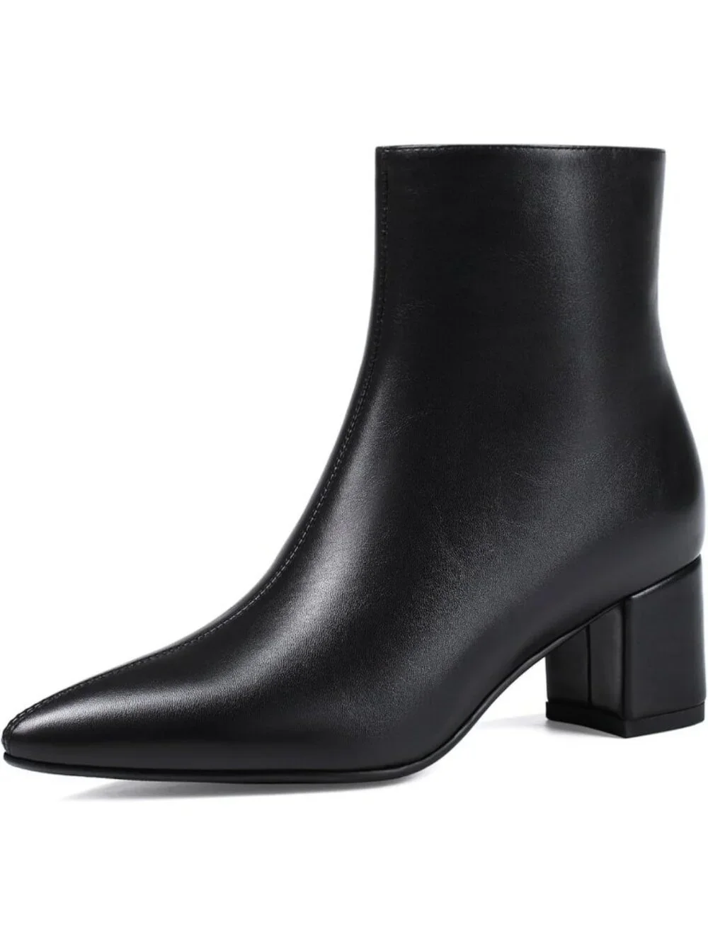 Chic Pointed Toe Ankle Booties for Women - Chunky Block Low Heel Footwear
